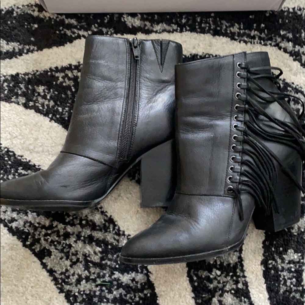 aldo lindsey fringe leather heeled booties - Picture 2 of 5